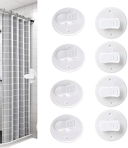 Bansusu Shower Curtain Clips, 8PCS Clips To Wall with Water Guard Self-adhesive Weight Clip for Hanging Camper Christmas Decor Home Indoor and Outdoor, White (23M03LX0021)