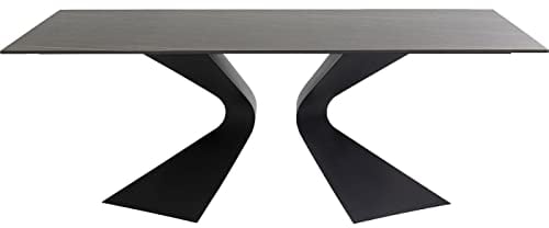 Kare Design Tisch Gloria, Schwarz, 4-6 Personen, Indoor,Outdoor, Pflegeleicht, Wetterbeständig, Balkon, Wohnzimmer, Keramik-Platte, Stahlbeine, ESG-Glas 75x180x90 cm (HxBxT)