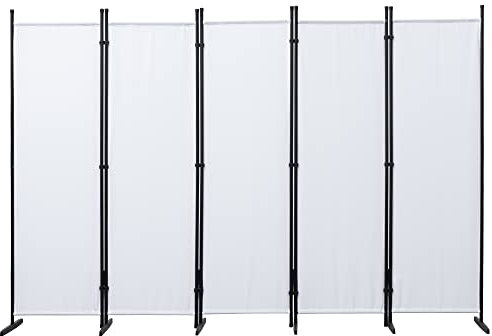 Mingone Paravent de Séparation 5 Panneaux Séparation de Pièce Cloison Chambre à Coucher Paravent Interieur de Confidentialité Pliable Paravent Décoration pour Salon Balkon, Blanc