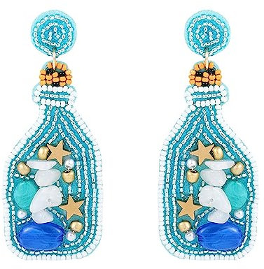 Halloween Thema Hängende Ohrringe Modische Ozean-Stil-Tier-Mehrfarben-Perlen-Inlay-Ohrringe für Frauen, personalisierter und minimalistischer Ohrschmuck (1 PAAR) (A-C, One Size)