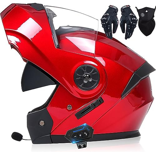 Helm Motorrad mit Musik Radio Bluetooth Modularer Bluetooth-Helm Klapphelm Full Face Motorradhelm ECE Zertifiziert Damen Integralhelme vollvisierhelm sturzhelm Motorrad Herren