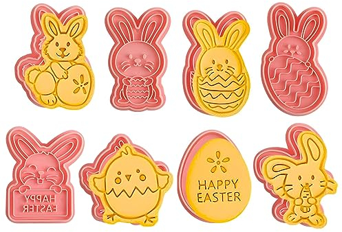 HIMKI Ausstechformen Kinder 3D Cookies Cutter Set, 8-/10-teilig DIY Keksausstecher Plätzchenformen mit mehr Mustern für Weihnachten Halloween Ostern Geburtstag Kinderparty usw (8pcs-Osterhasen)