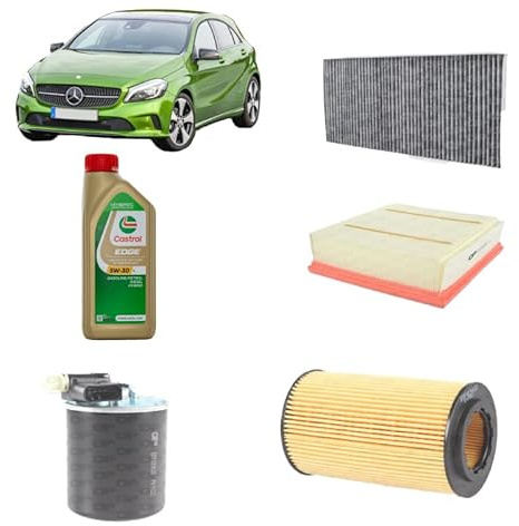Kit tagliando + 7L olio Edge 5W30 LL per Classe A W176 2143cc gasolio dal 2012 al 2018