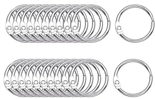 Binderinge, 25 mm, lose Blätter, Ringe für Karteikarten, Büro, Schule, Zuhause, Papiere, Schlüsselanhänger und Duschvorhang, 30 Stück Schulanfang