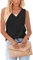 Homlan Damen Tank Top Sommer Ärmellose V-Ausschnitt Blusentop Loose Fit Shirts Basic Cami Elegant Blusen Casual Oberteile (Medium, Schwarz)
