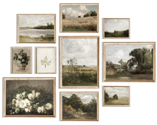 uniro Vintage-Wandkunst-Dekordrucke, Bauernhaus-Wanddekoration, Vintage, französisches Landhaus, Leinwand, Wandkunstdrucke, Naturlandschaft, Blume, botanische Malerei, Poster, rustikales
