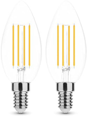 Calugy 2er Pack LED Filament C35 Kerze E14 7W ersetzt 50W, neutralweiß 4000K 806lm dimmbar | LED Kerze | LED E14 | E14 Kerze