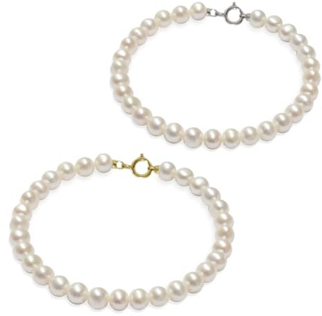 Collana perle donna filo perle 4,5-5 mm chiusura in oro 18 kt a scelta giallo o bianco gioiello donna ragazza elegante classico (Chiusura oro bianco 18 kt)