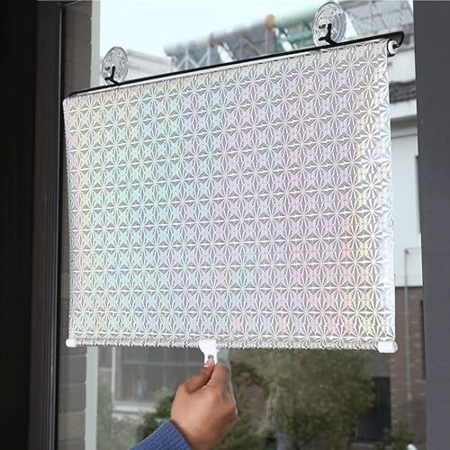 Suction Cup Roller Blind Window Blind Sun Protection Blackout Roller Blind Privacy Screen and Sun Protection No Drilling Required (Silver, 58 * 125cm)