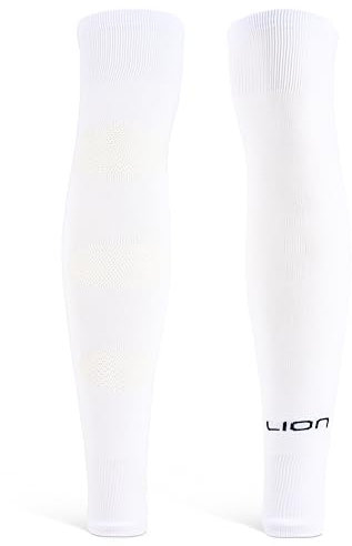 Performance Football Sock Sleeves - Premium LION BREATHE Technology - Breathable Mesh To Reduce Pressure On Calf Muscles (UK, Alpha, L, White)