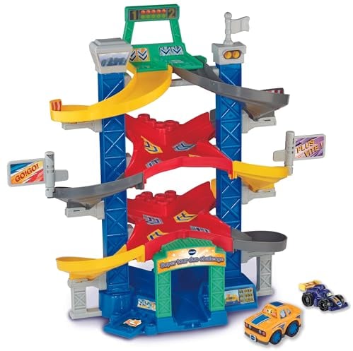 VTech - Tut Tut Tut Bolides Serie Pro, Super Tour Duo Challenge con Coche de Carreras Lenny As del Circuito, Circuito de Coches Infantiles, 3 Zonas mágicas, Regalo para niños de 2 años a 6 años -