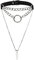 Eigso 2 Stück PU Leder O-Ring Choker Kragen für Frauen Männer Unisex Vintage Kette Halsketten Chokers für Dame Herr