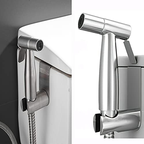 Handheld-Bidet-WC-Düsenstrahl-Spray, gebürsteter Edelstahl-Sprayer, Badezimmer-Stoffwindel-Waschmaschine, tragbarer kleiner Wasser-Bidet-Spray für persönliche Hygiene, Baby-Stoffwindeln, Haustierbad