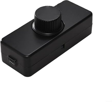 Feegow LED Dimmer Switch - 220-240V Rotary ON/OFF Inline Dimmer Switch, Silent Knob Control for Dimmable LED Lights/Incandescent (Black)