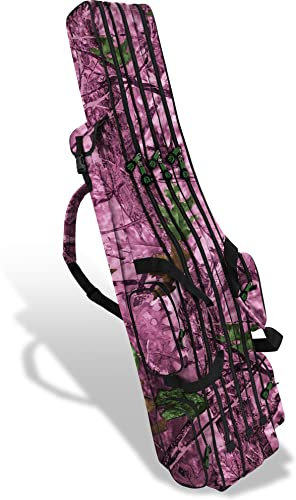 normani XXL Angel Tasche Futteral 190cm oder 210cm Rutentasche Anglerrucksack - 8 Taschen für 6 Ruten und Kescher Farbe Hunting Camo Pink Größe 190 cm