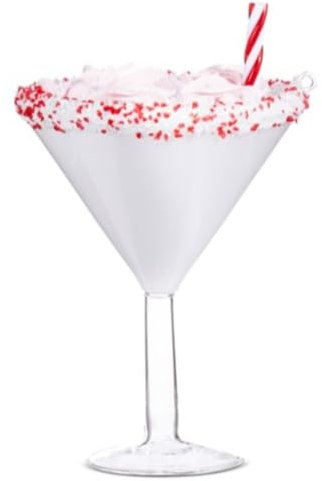 Peppermint Martini Glass Christmas Ornament, Holiday Cocktails Decor Tree Decorations by Christmas Market Ornaments