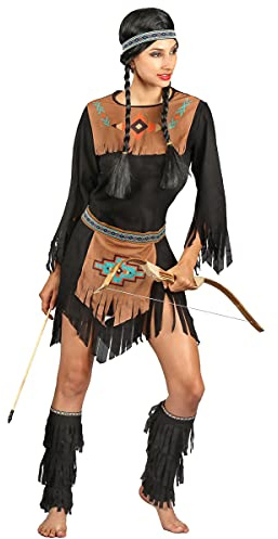 Indianer-Damenkostüm Western-Verkleidung schwarz-braun - Schwarz