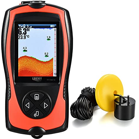 Pretfy FF1108-1CT Tragbarer Fischfinder 100M/300FT Tiefe Fischalarm Kabelgebundener Fischdetektor
