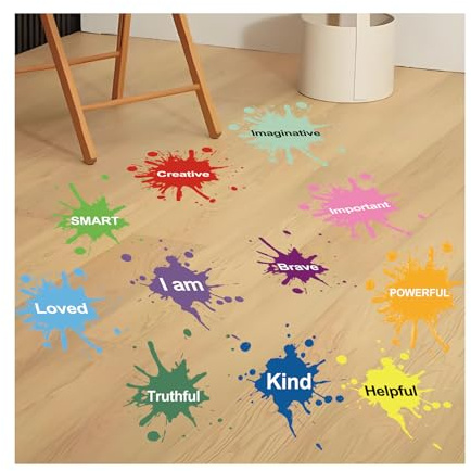 Inspirational Thought-provoking Quotes Floor Decals 11 Pcs Splash-Ink Splotches Wallpaper Motivational Hopscotch Game Stickers Aesthetic Motivational Quotes Wall Decals