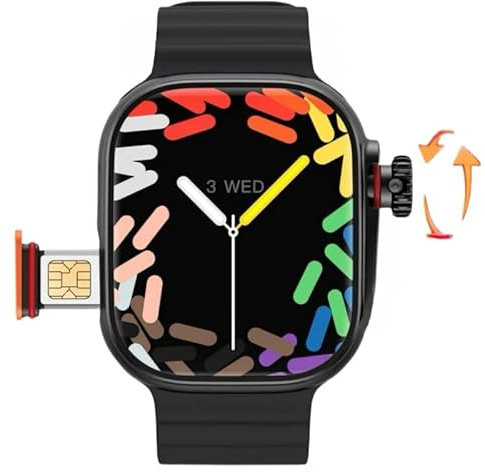 Android Smartwatch S9 Ultra 4G Network SIM Card 2.2 inch Amoled 180° Rotary Camera GPS WIFI Global Call Smart Watch Men Ultra 5G (Black,2GB 32GB)