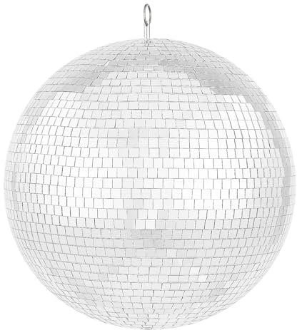 VEVOR Bola de Discoteca con Espejos, Bola de Espejos de 406 mm con Anillo Colgante, Bola de Discoteca Grande con Iluminación para DJ Club, Escenario, Boda, Cumpleaños, Navidad, Año Nuevo, Plata