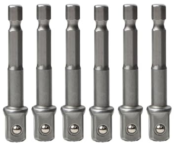 INCAUCA 6 Pack 1/4 Socket Adapter, Drill Bit Adapter, Hex to Square 1/4 Drive Adapter, Impact Driver Socket Adapter, 1/4 Inch Square Socket Adapter Bits for Automotive DIY