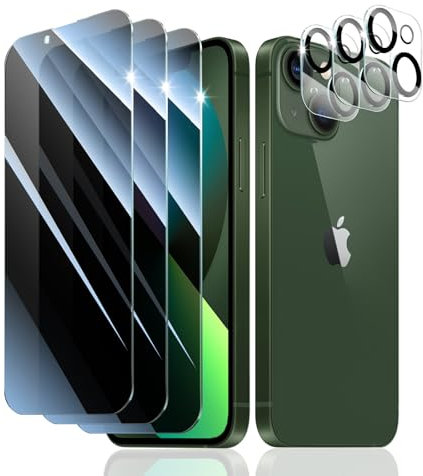 Fynorao 3+3 Stück Sichtschutz Panzer Schutz Glas für iPhone 13 Mini, Anti-Spähen Gehärtetes Glas Schutzfolie und Kameraschutz, Panzerglas Displayschutzfolie, 9H Härte,HD Klar, Anti- Kratzer