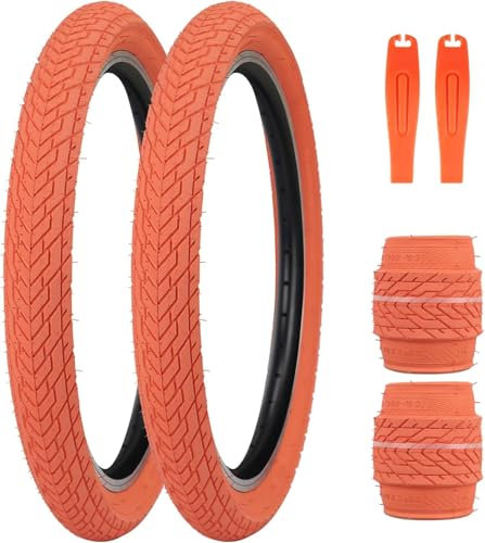 ZUKKA Set Paar Fahrradreifen 20x 2,35 Zoll Faltbar Reifen 30 TPI Fahrrad Mantel 60-406 Ersatz für Mountainbike BMX Freestyle Kids Bike Cruiser Bike Faltrad,Orange