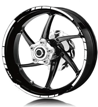 Motorrad-Rad Radaufkleber Vorne Hinten Reflektierende Streifen Kit Aufkleber Moto Felgenaufkleber Wasserdicht Für Für VMAX Für Vmax Aufkleber Abziehbild(White)