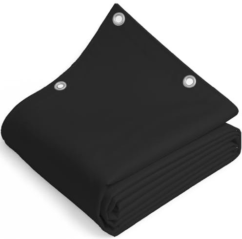 TELOMERITI® - Telo/Telone in PVC 650gr/mq con Occhielli in Alluminio, Rinforzato, tipo da camion, Impermeabile, Copritutto Da Esterno, Vari Colori, Made in Italy (Nero, 2,5X2 Metri (5 MQ))