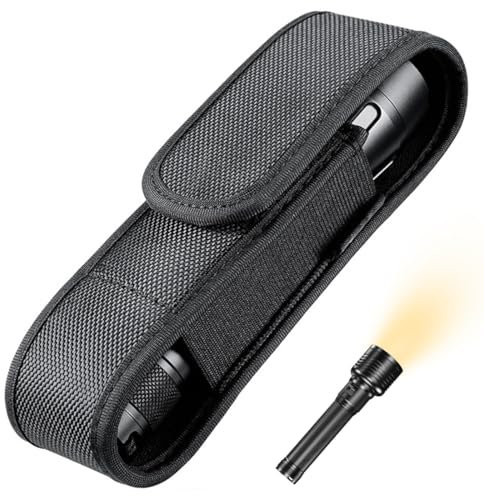JEYORZY Torcia LED Cinturone Torcia Fondina,Borsa Torcia Nera,Custodia per Torcia,Cinturone Tattico Militare Borsello per Caccia all'aperto Campeggio Escursionismo(17cm*4.5cm)