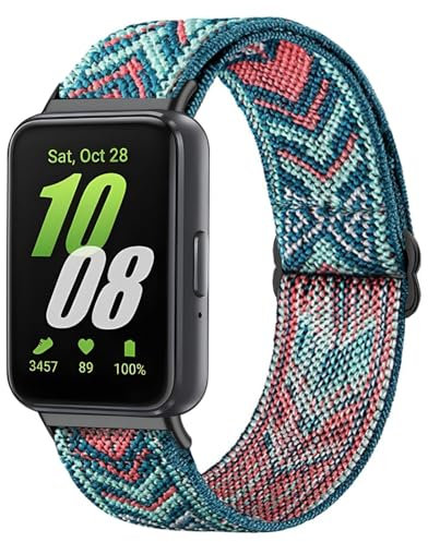 TUCOMO Elastische Nylon Armband Kompatibel mit Samsung Galaxy Fit 3, Loop Dehnbare Ersatzarmband Uhrenarmband für Samsung Galaxy Fit 3 SM-R390 Herren Damen