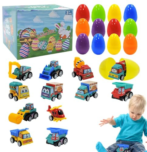 Generico Oggs Präfektis-Ostereier Spielzeug | Vorgefüllte Eier Mit Zugauto, Cartoon-Auto-Spielzeug, Farbige Urlaubshüllen, R