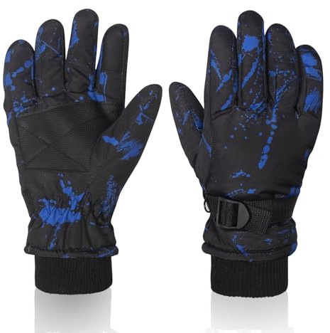 Nattork Youth Ski Ice Skating Gloves, Waterproof Winter Snowboard Gloves Warm Touchscreen for Big Kids Boys Girls Women Unisex Skiing Cycling