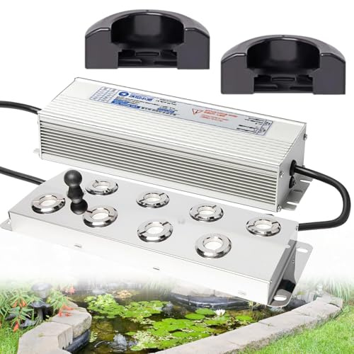 Brumisateur à ultrasons 8 Têtes, 6L/H Humidificateur à brouillard avec une bouée pour étang, jardin, rocaille, serre, décoration d'Halloween