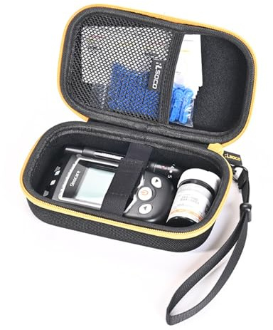 RainbowJise Hard Storage Travel Case for Blood Glucose Monitor Kit, Carrying Case for Blood Sugar Test Strips, Lancets, Lancing Device, Alcohol Wipe. (Case Only)