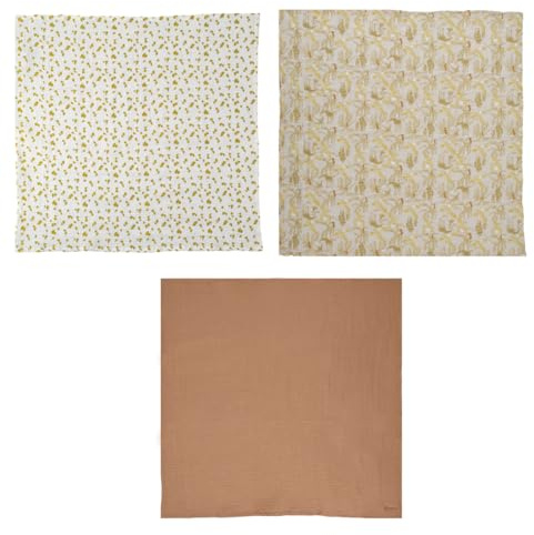 DOMIVA - Set of 3 Muslin Swaddles 60 x 60 cm Honey Moon