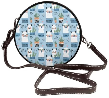 Niedliche Alpaka-Kaktus-Tasche (2) Druck Crossbody Taschen für Frauen Reisen, kleine Ledergeldbörsen Schulterhandtaschen für Frauen