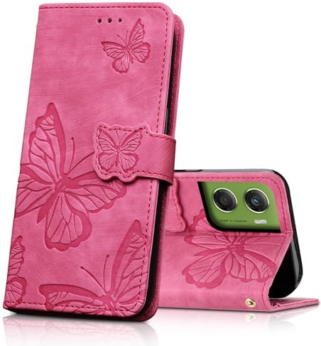 CXTcase Handyhülle für Motorola Moto G06 Hülle PU Lederhülle, Rosenrot | Klapphülle mit Kartenschlitzen & Kickstand, Flip Case Schutzhülle für Motorola Moto G06