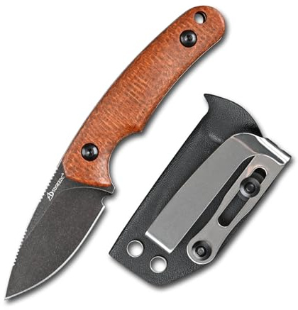 SDOKEDC EDC Messer, DC53 Stahl Micarta Griff, Outdoor Werkzeug für Camping, Angeln und Bushcraft(Schwarz + Gelb)