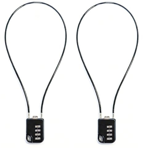 2 PCS Candado Cable de Acero de 30 cm, Candados de Combinación de 4 Dígitos, con Cable Retráctil Combinación, para Equipaje, Motocicleta, Bicicleta y Carritos