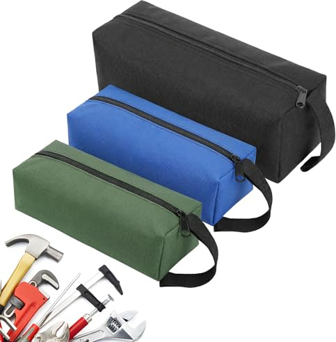 3 Pcs Multipurpose Tool Bags, Small Tool Bag Zipper Bags Waterproof Tools Organisers Canvas Tools Storage Bag Organiser for Garage, Factory, Office (Blue, Green, Black)