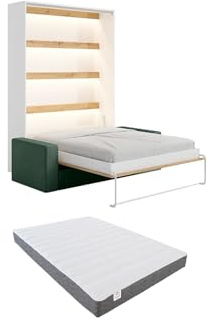 Vente-unique - Schrankbett 2 Rapili - Holzspan - naturfarben hell, weiß