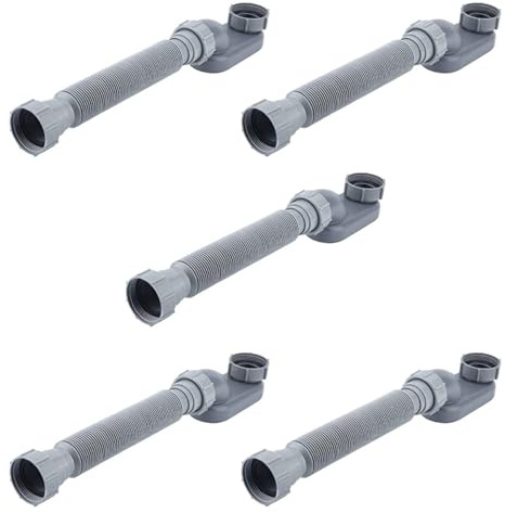 Mokamika 5X Niedriges Profil, 1 1/2 P-Siphon, Flexibles Abflussrohr für Badewanne und Dusche, Flaches P-Siphon, Freistehender Wannenabfluss für Badewanne, Badewannenabfluss