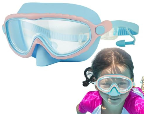 Simglasögon för barn med nässkydd Dimfria Läckagesäkra Poolögonskydd | Justerbara splitterfria linser bassängsimglasögon med nässkydd För åldrarna 4-15 pojke flicka ungdom snorkling dykning sjö