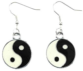 Miniblings Yin Yang Ohrringe Ying & Yang emailliert Gegensätze Yoga - Handmade Modeschmuck I Ohrhänger Ohrschmuck versilbert