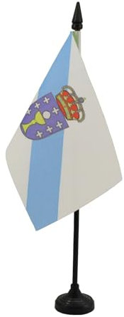 AZ FLAG Bandera de Mesa de Galicia 15x10 cm - Banderina de Despacho Gallega 10 x 15 cm