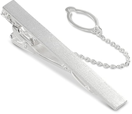 BROOKER Krawattenklammer/Krawattennadel in Silber mit Sicherheitskette