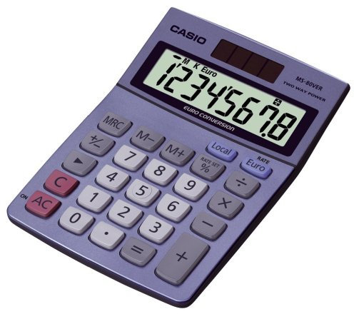 CASIO MS-80VERII - Calculadora básica, 30.7 x 103 x 145 mm, azul