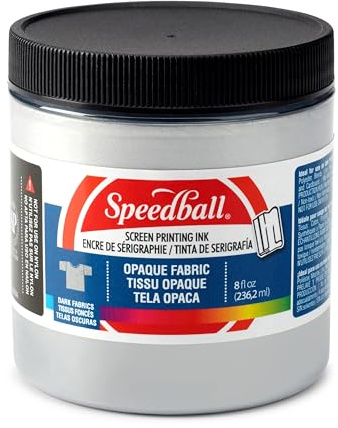 Speedball 004807 Opaque Fabric Screen Printing Ink, 8 fl. oz., Silver